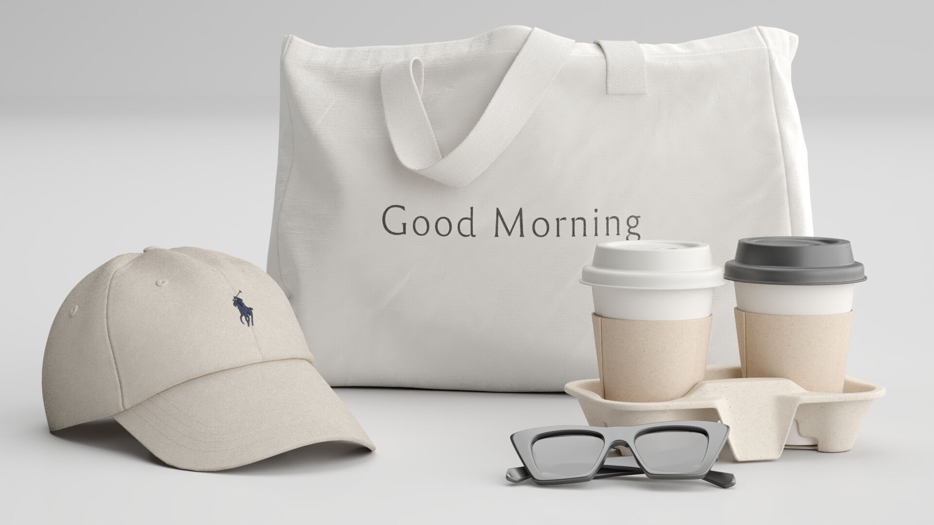 Tote Bag and Paper Cups 3D model_2