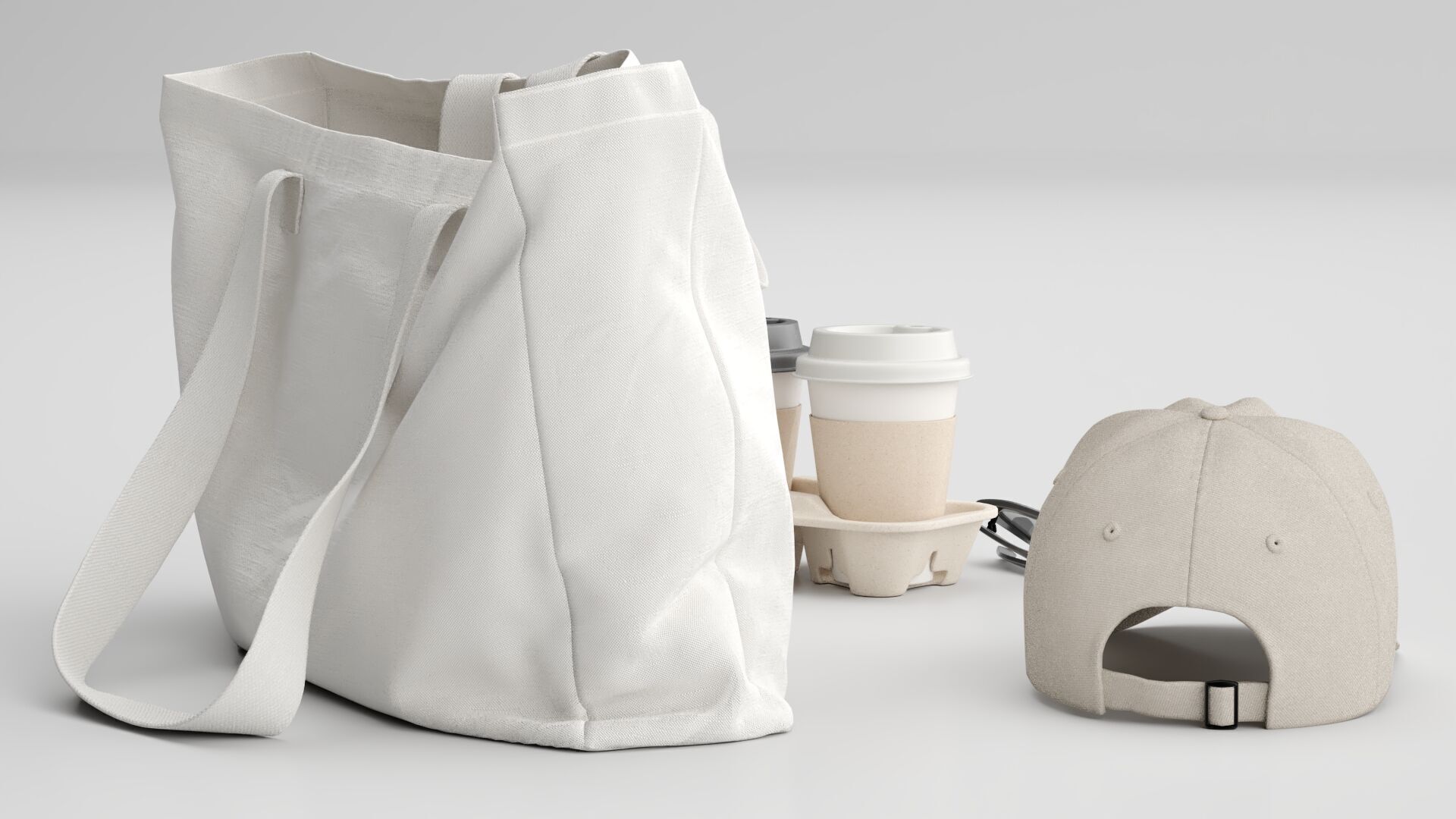 Tote Bag and Paper Cups 3D model_7