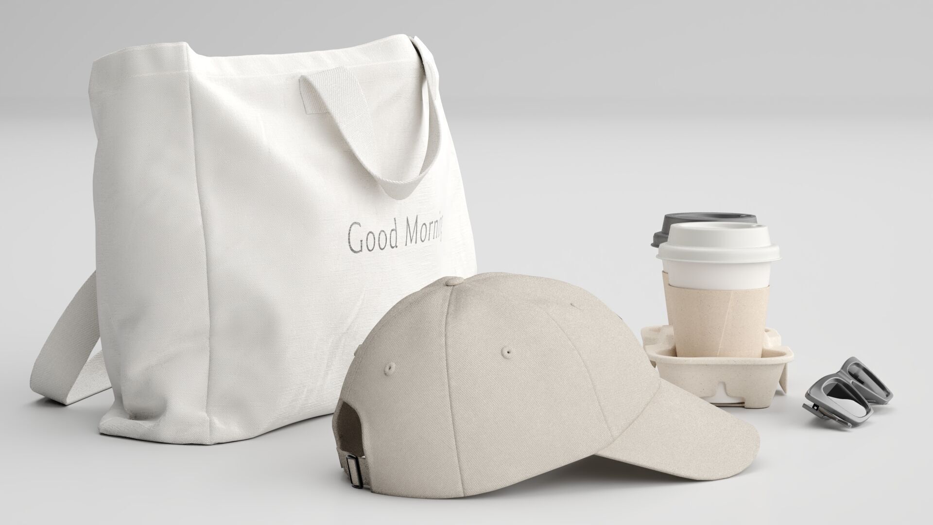 Tote Bag and Paper Cups 3D model_5