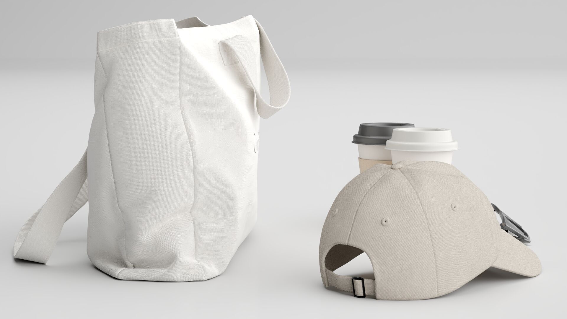 Tote Bag and Paper Cups 3D model_6