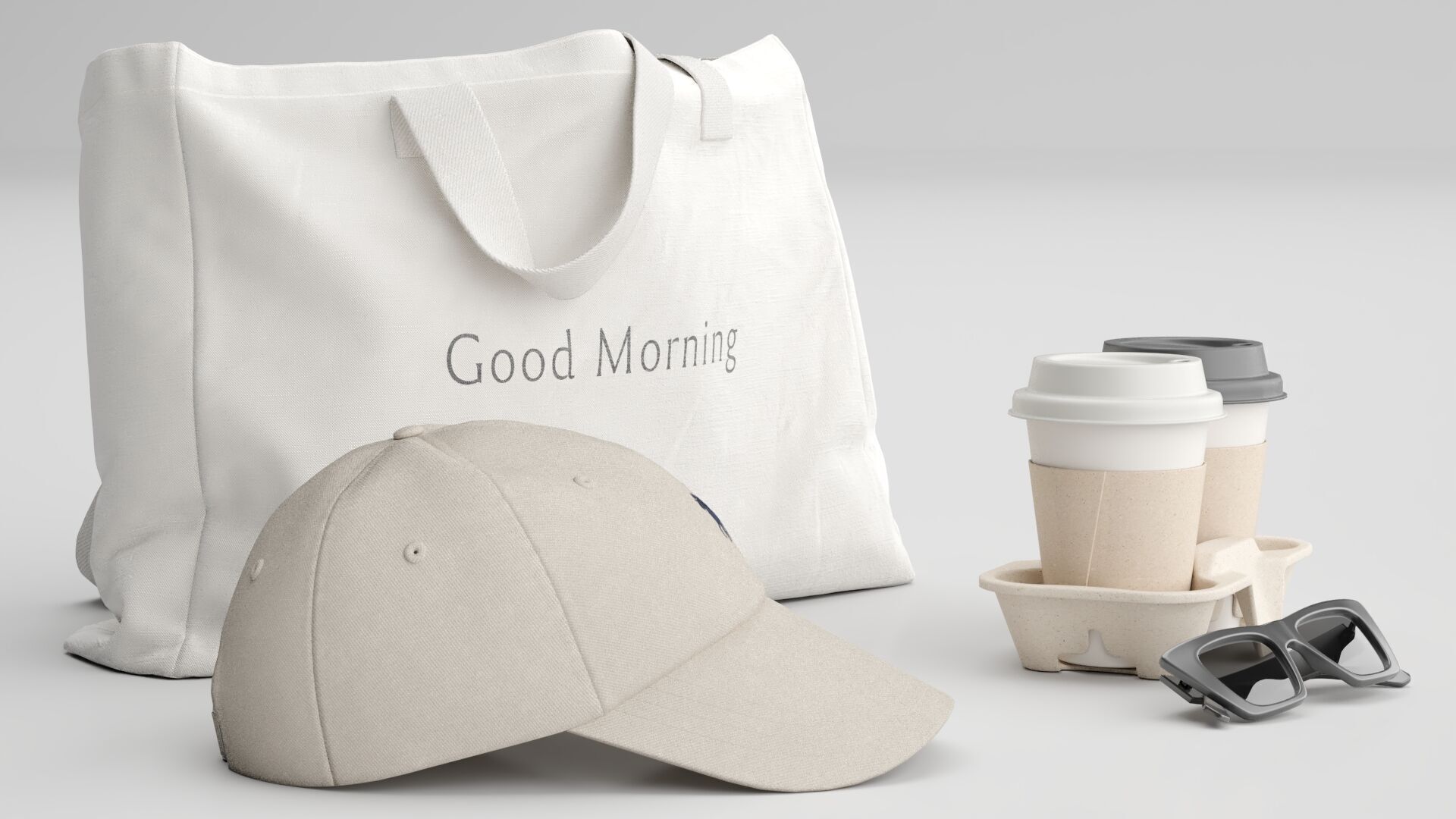Tote Bag and Paper Cups 3D model_4