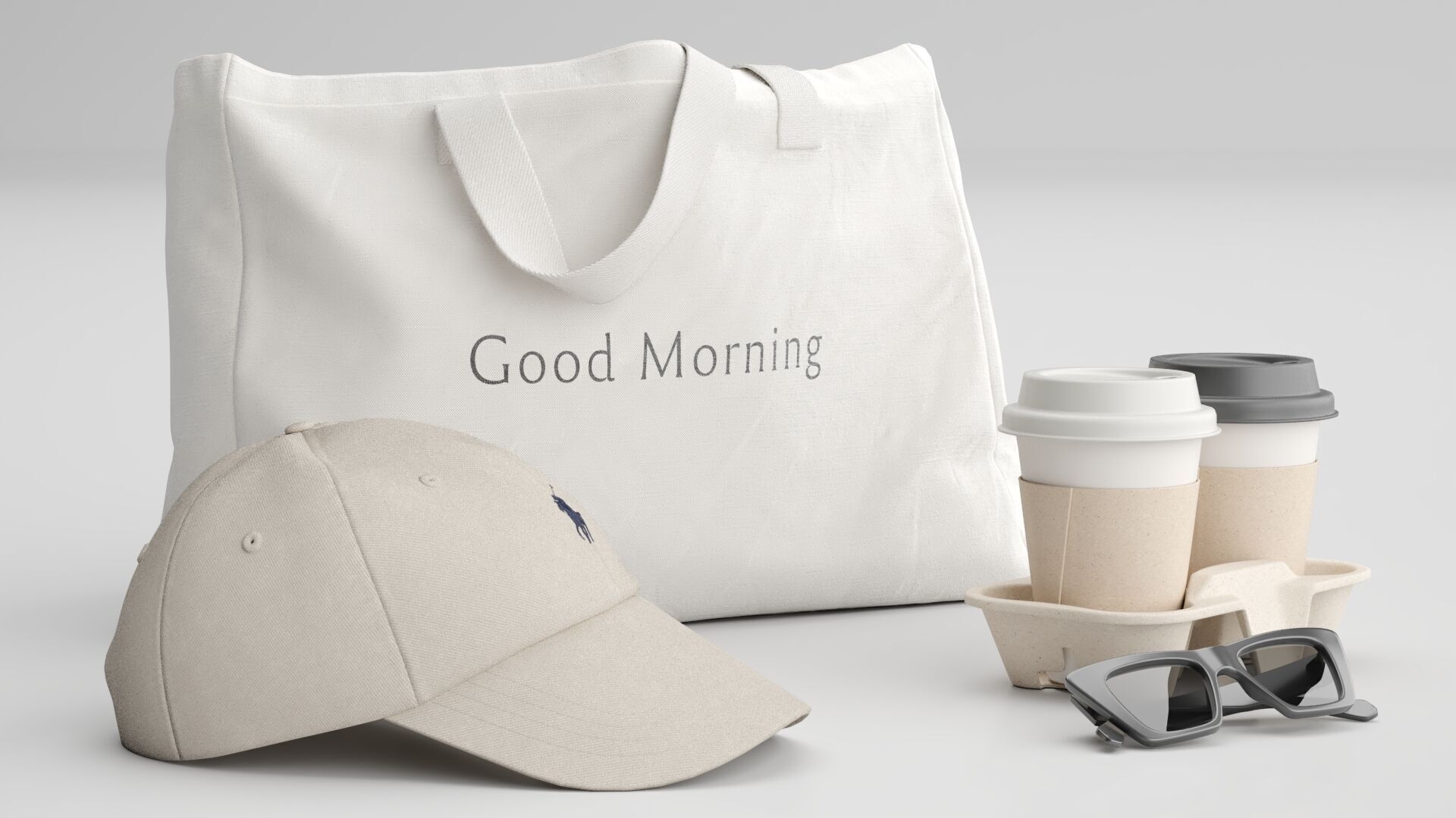 Tote Bag and Paper Cups 3D model_3