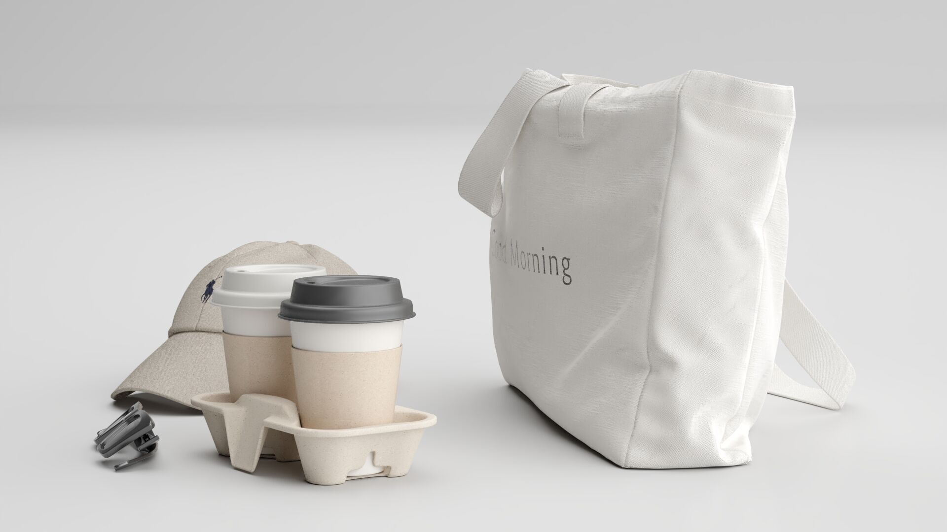 Tote Bag and Paper Cups 3D model_9