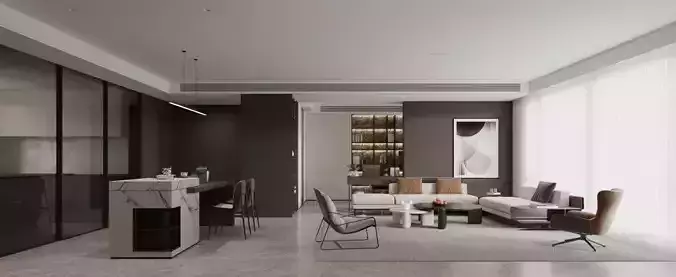 Modern living and dining room