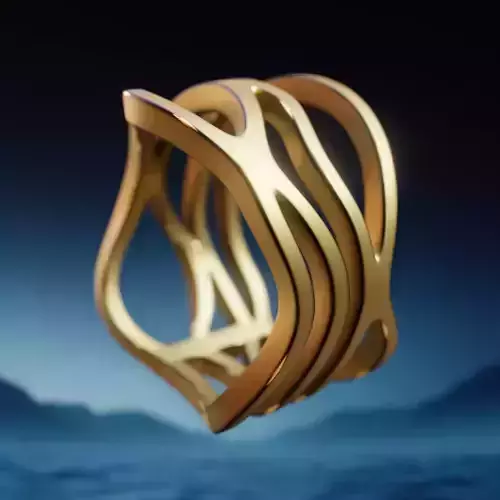 Flowform Wave Ring - Artistic 3D Print Jewelry Model Size 10