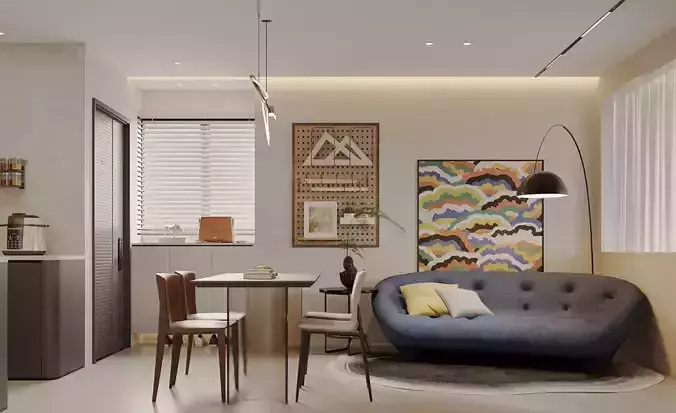 Modern living and dining room