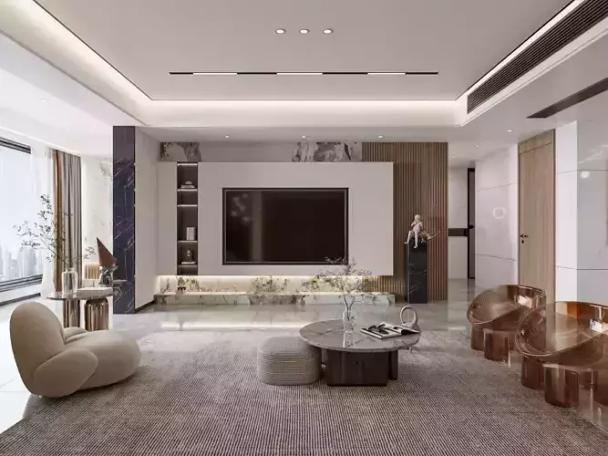 Modern living and dining room