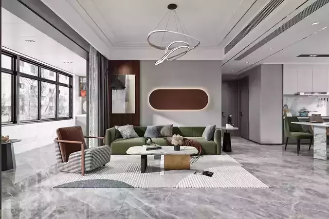 Modern living and dining room