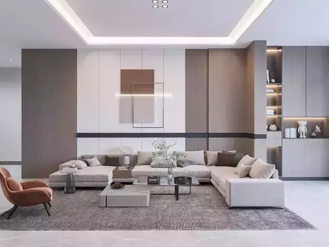 Modern living and dining room