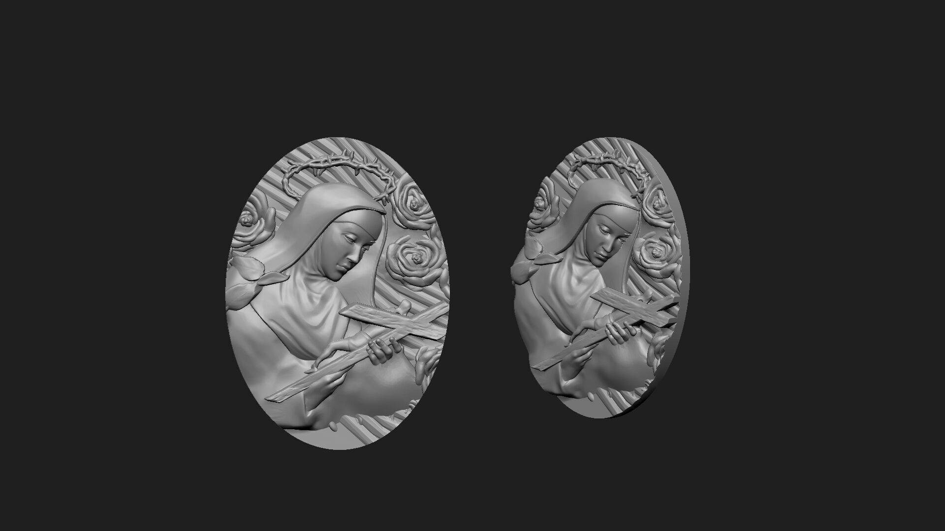 saint rita medalion 3D print model_4