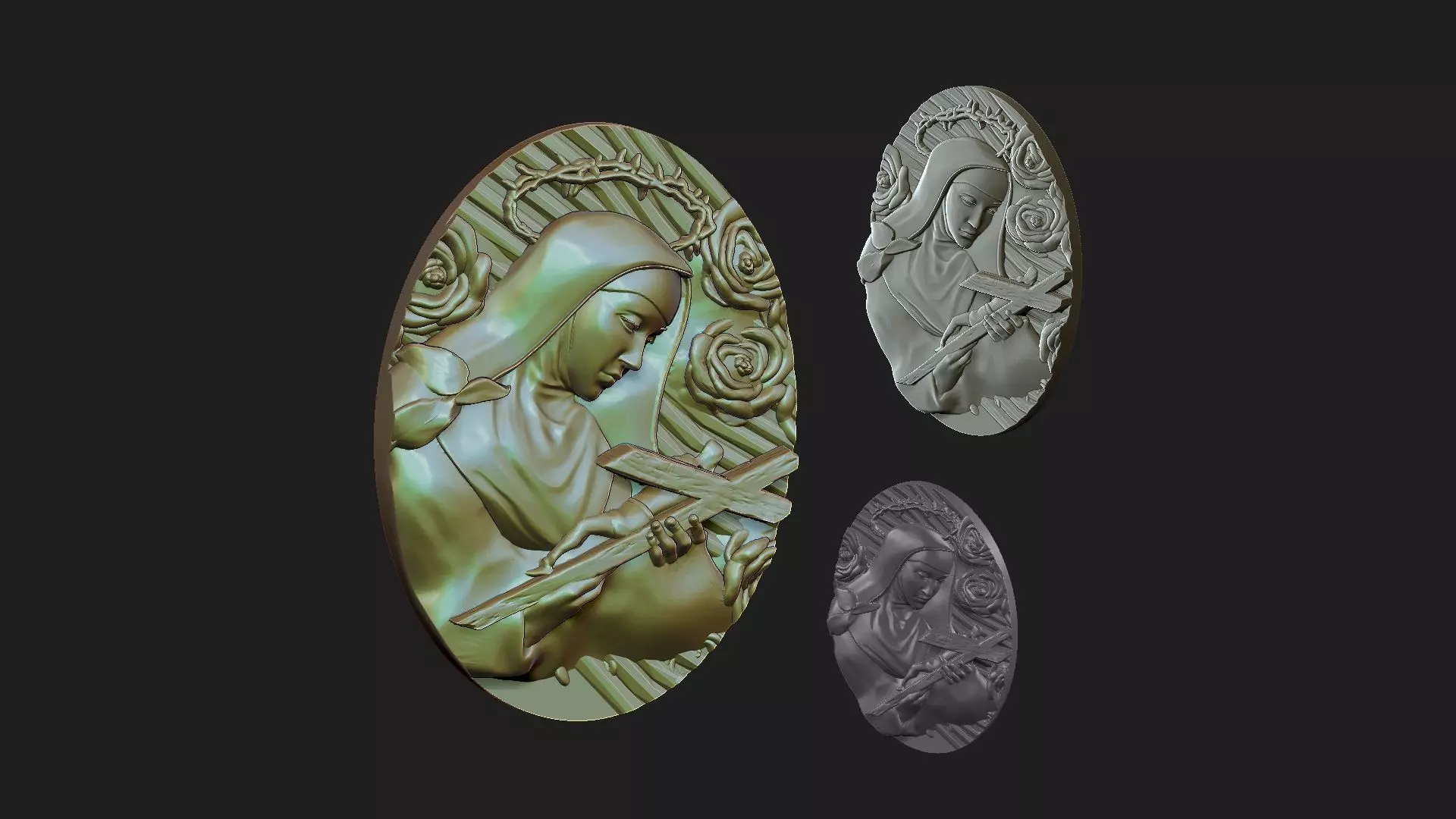 saint rita medalion 3D print model_0
