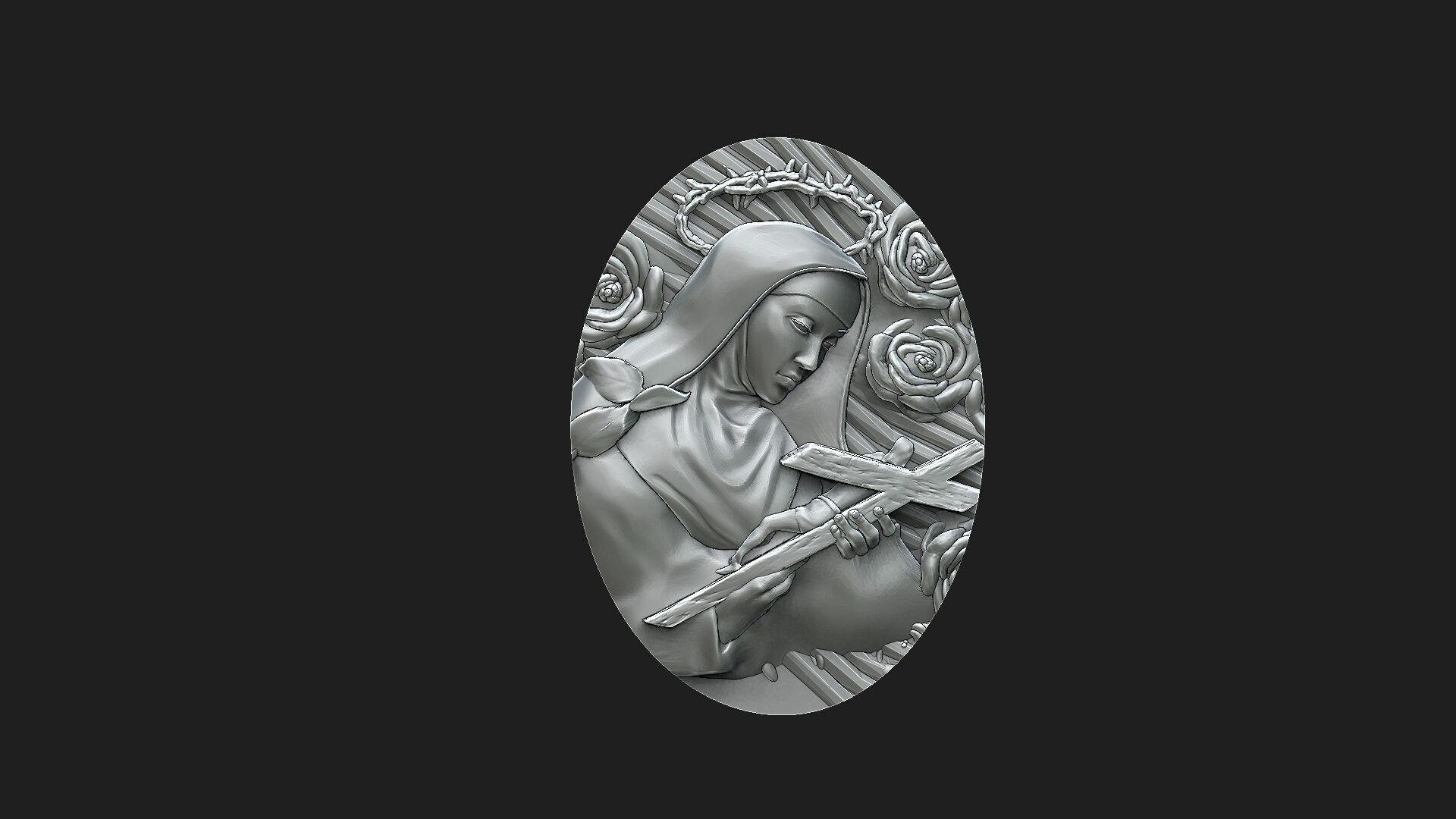 saint rita medalion 3D print model_2