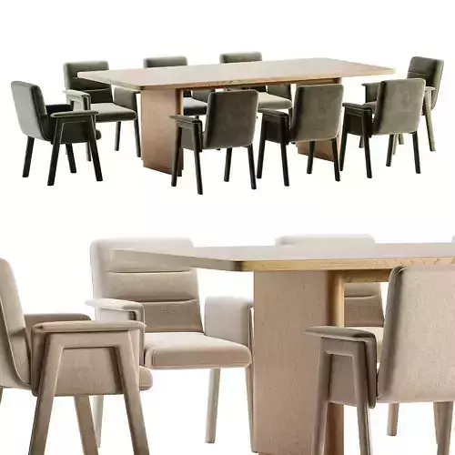 modern dining  chairs and rina dining table 3D model