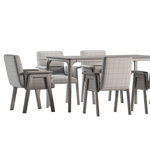 modern Chair and canto table 3D model 4