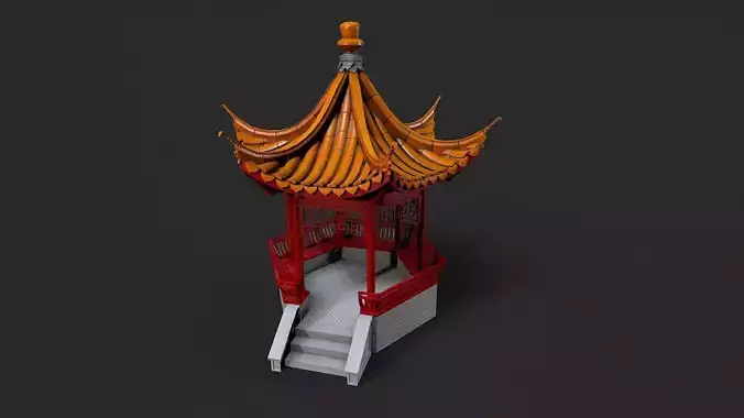 Traditional China Gazebo Low-poly 3D model