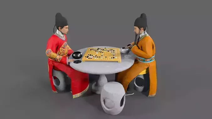 GO board game Low-poly 3D model