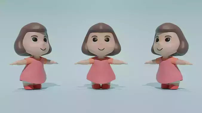 Stylized Cartoon Girl Character 