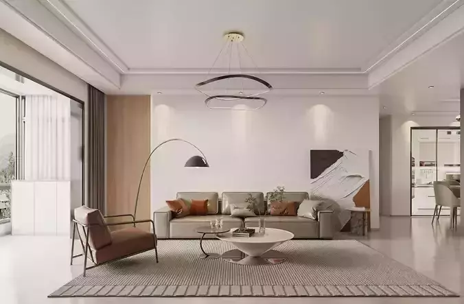 Modern living and dining room