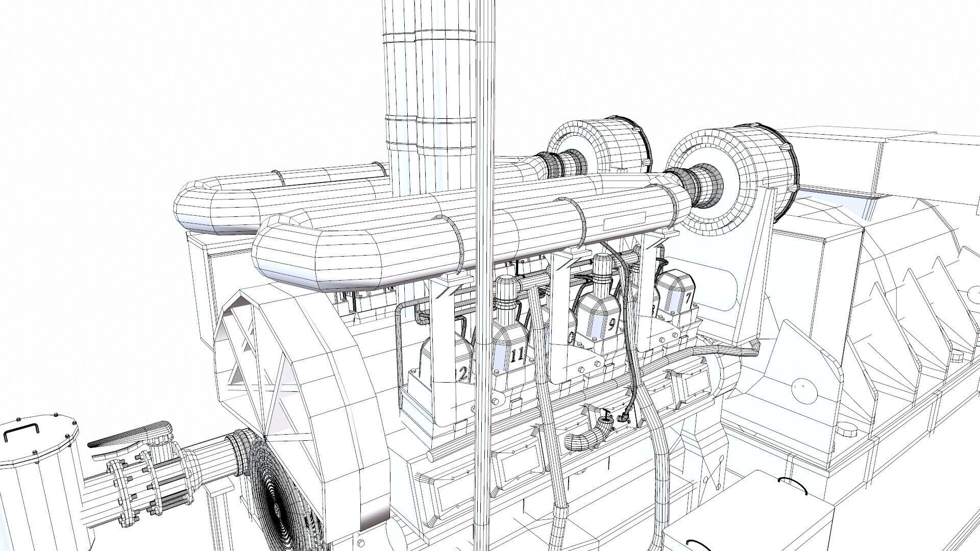 Industrial Generator Low-poly 3D model_13