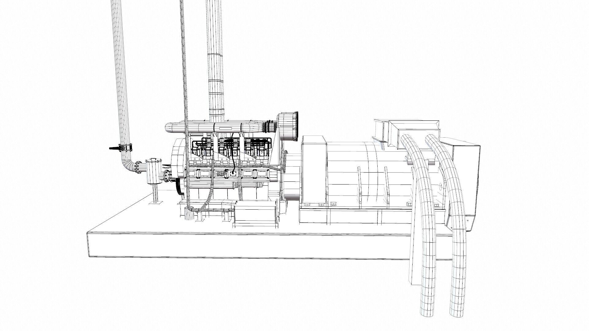 Industrial Generator Low-poly 3D model_14