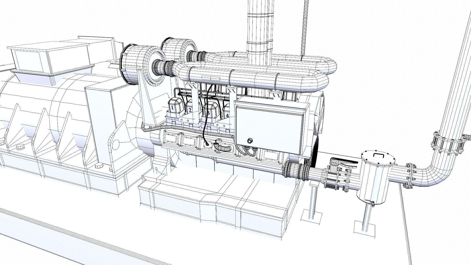 Industrial Generator Low-poly 3D model_17