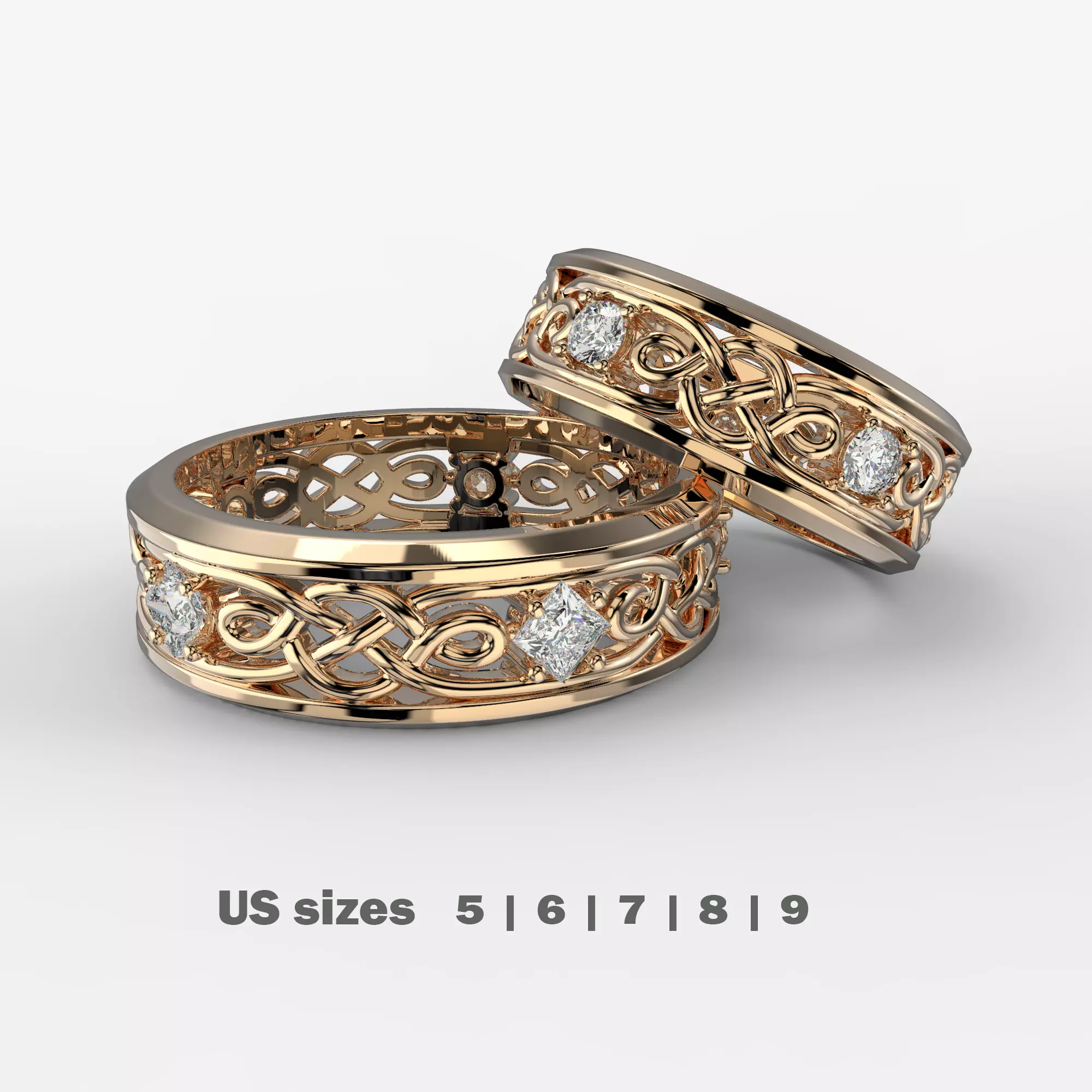 Pattern wedding band ring- STL 3d cad file 3D print model_0