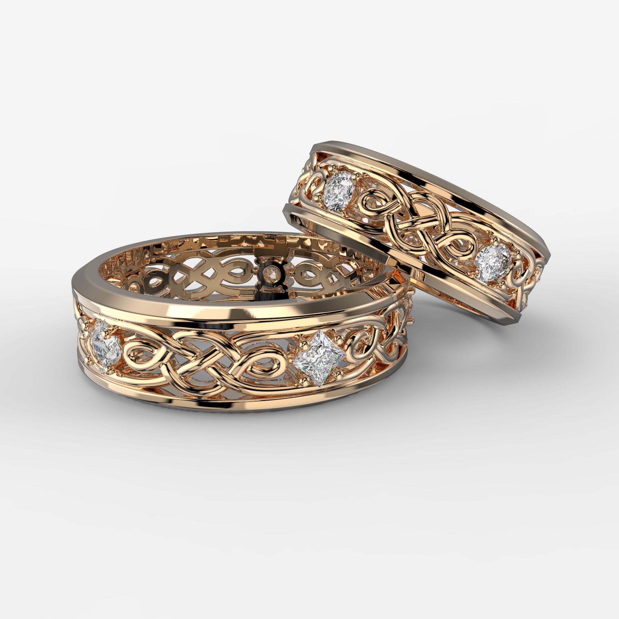 Pattern wedding band ring- STL 3d cad file 3D print model_13
