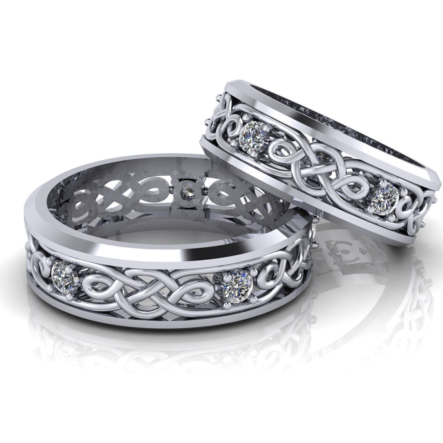 Pattern wedding band ring- STL 3d cad file 3D print model_4