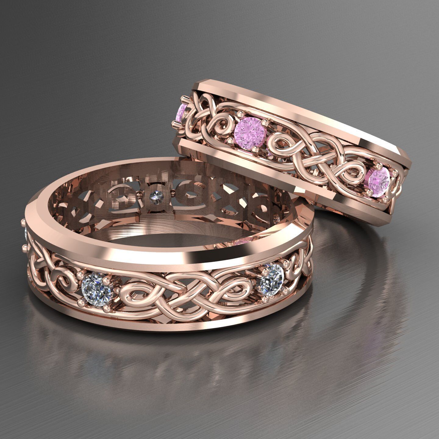 Pattern wedding band ring- STL 3d cad file 3D print model_3