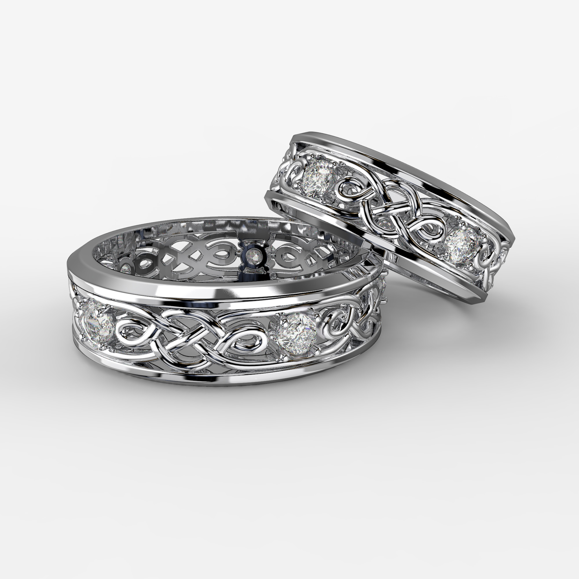Pattern wedding band ring- STL 3d cad file 3D print model_6