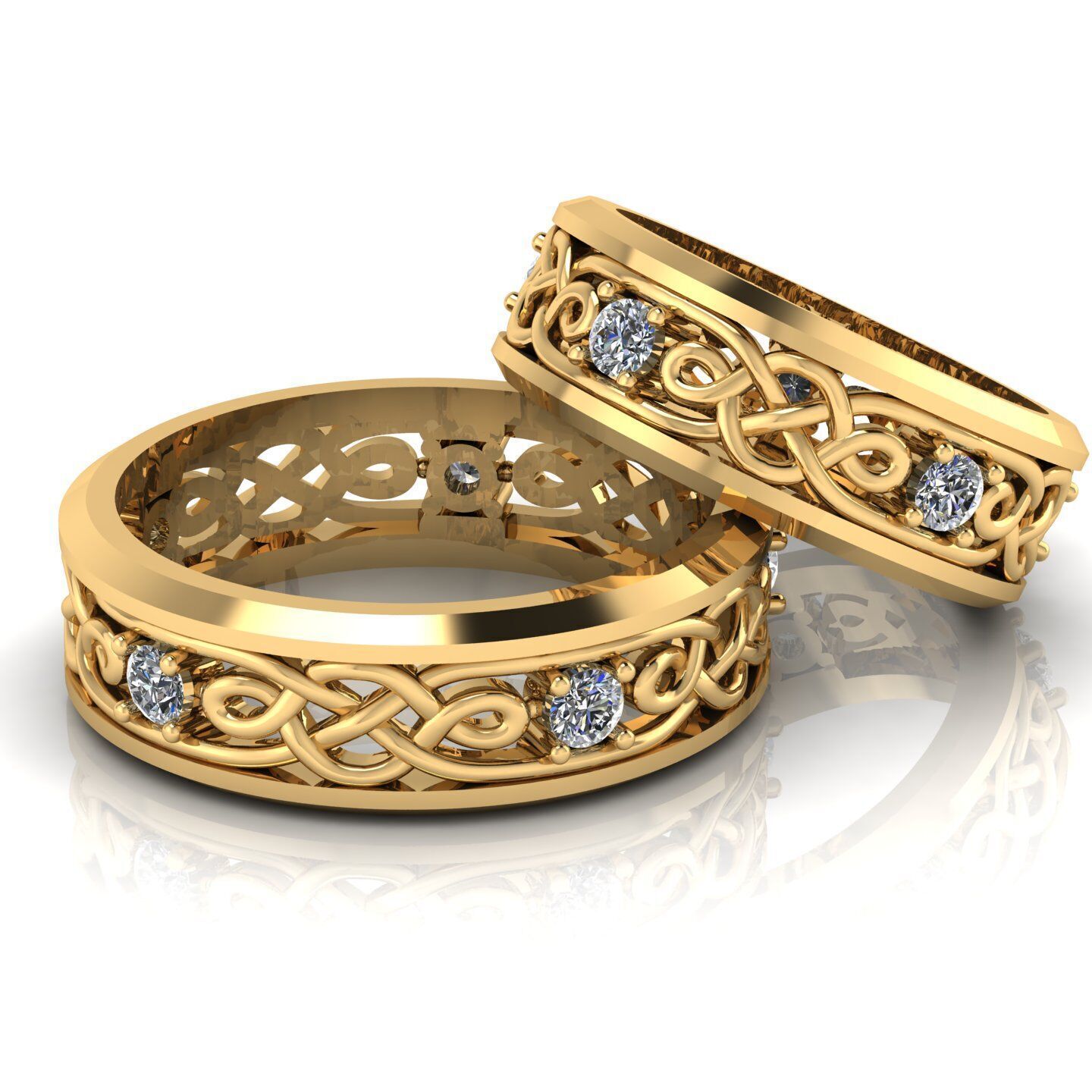 Pattern wedding band ring- STL 3d cad file 3D print model_5