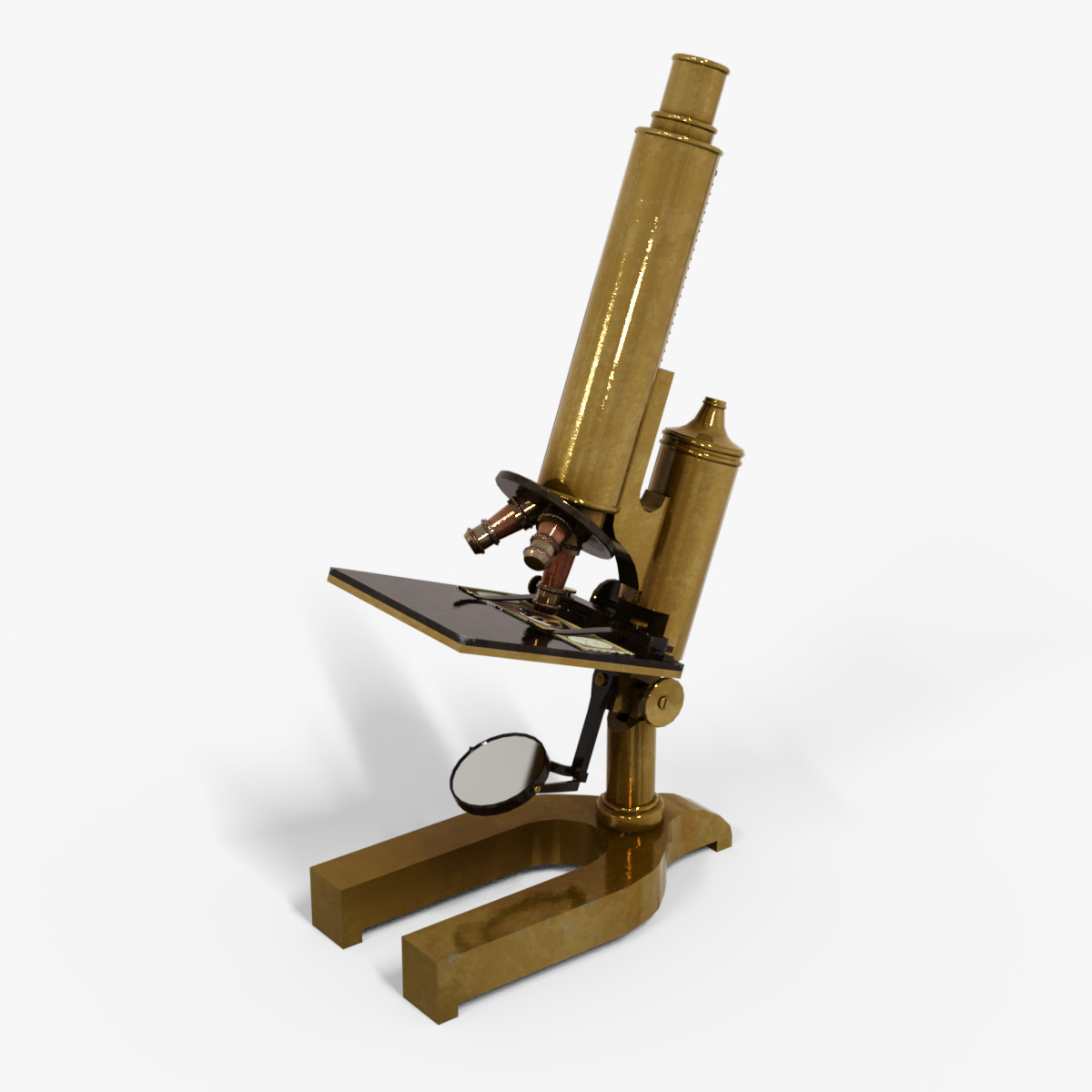 Victorian Microscope Low-poly 3D model_7