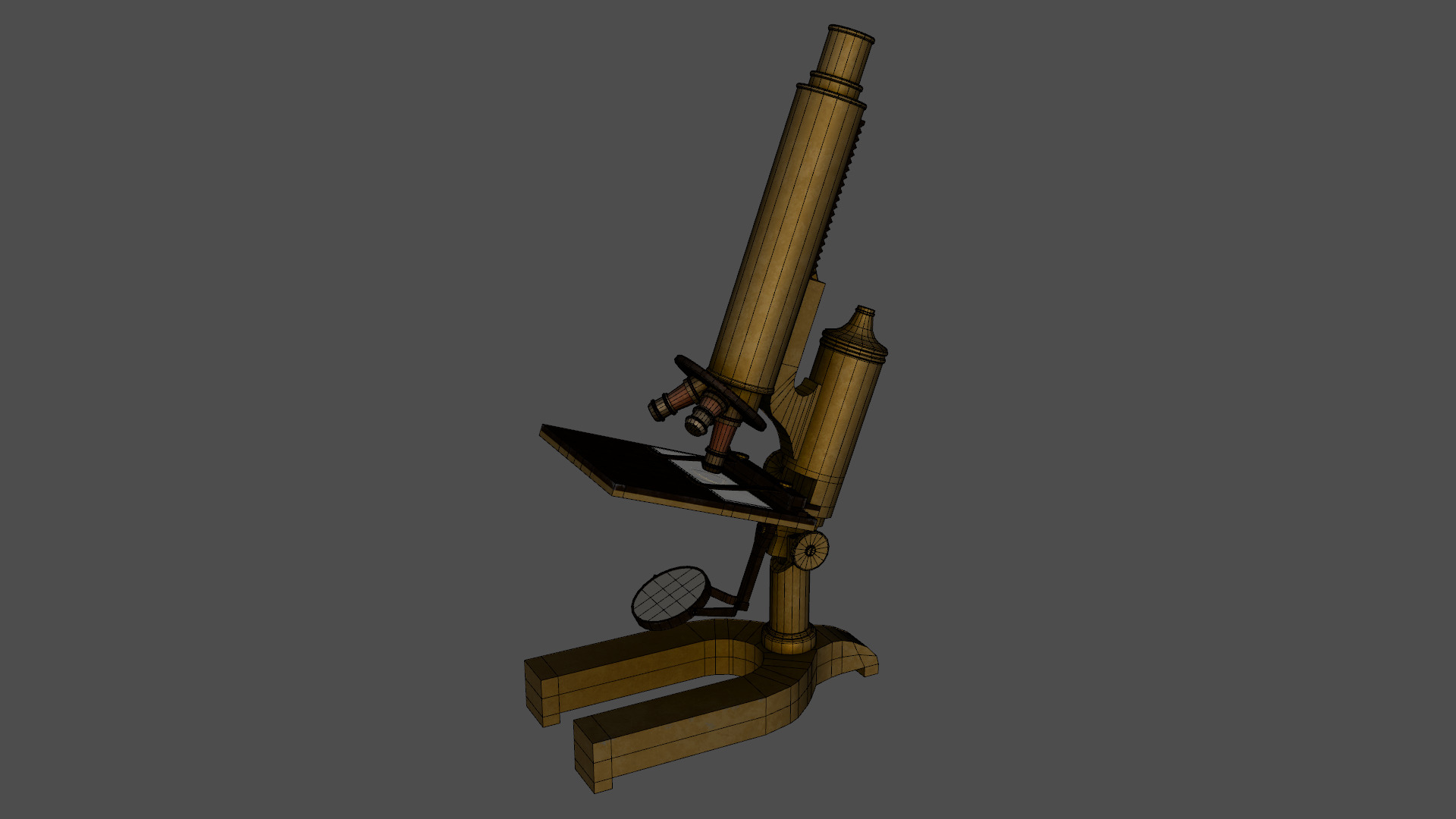 Victorian Microscope Low-poly 3D model_9