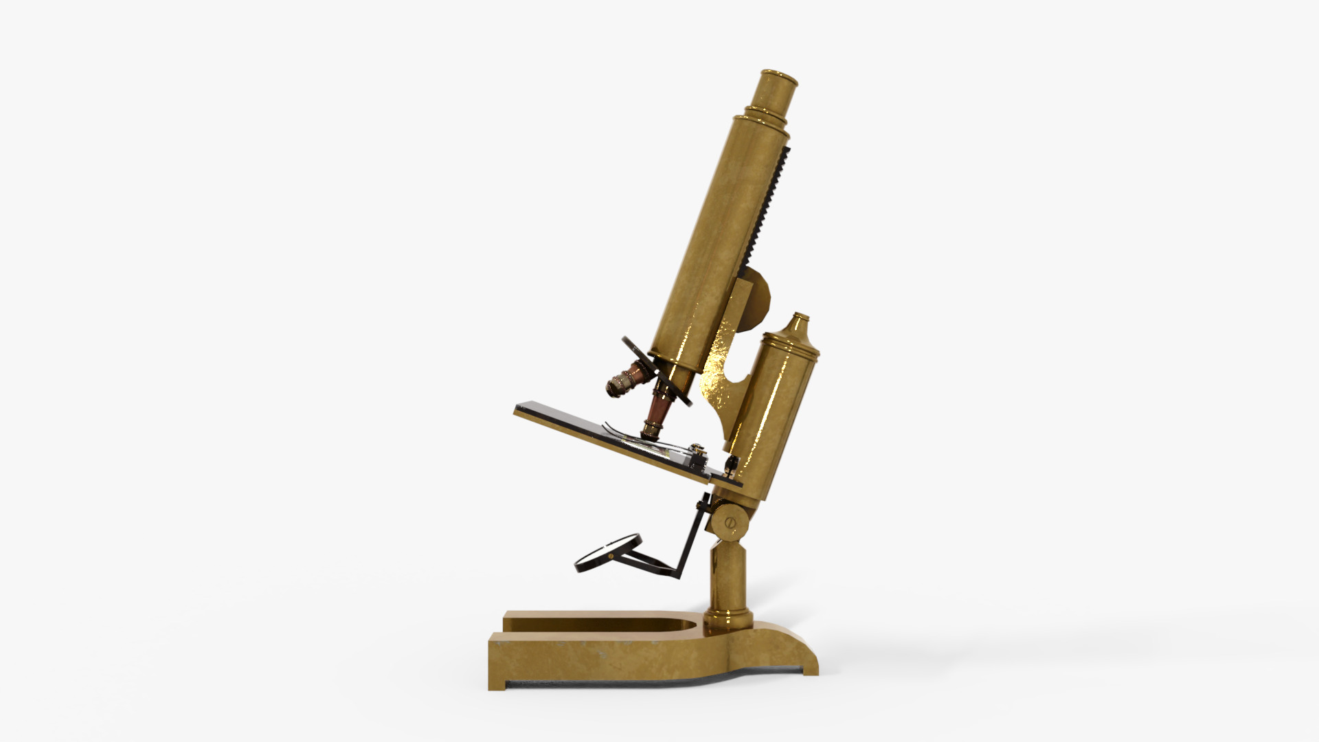 Victorian Microscope Low-poly 3D model_2