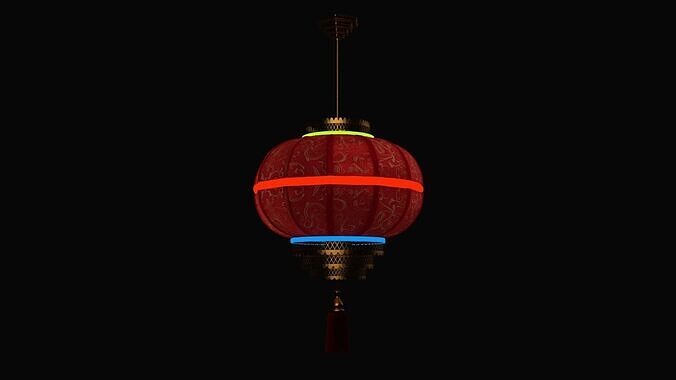 Chinese red lantern  Low-poly 3D model