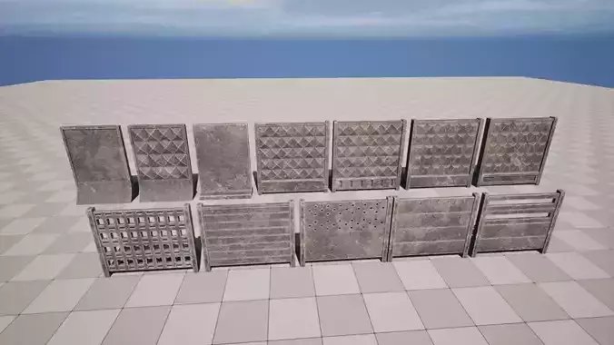 Concrete Fence Low-poly 3D model