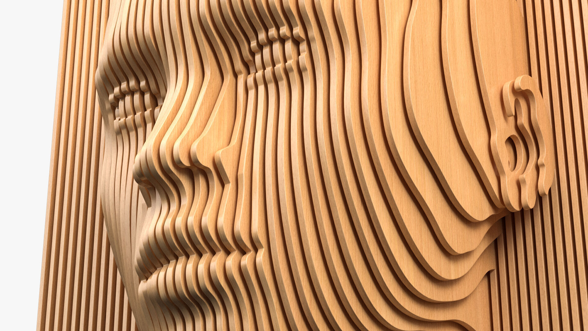 Parametric Wooden Head Set 3D model_3