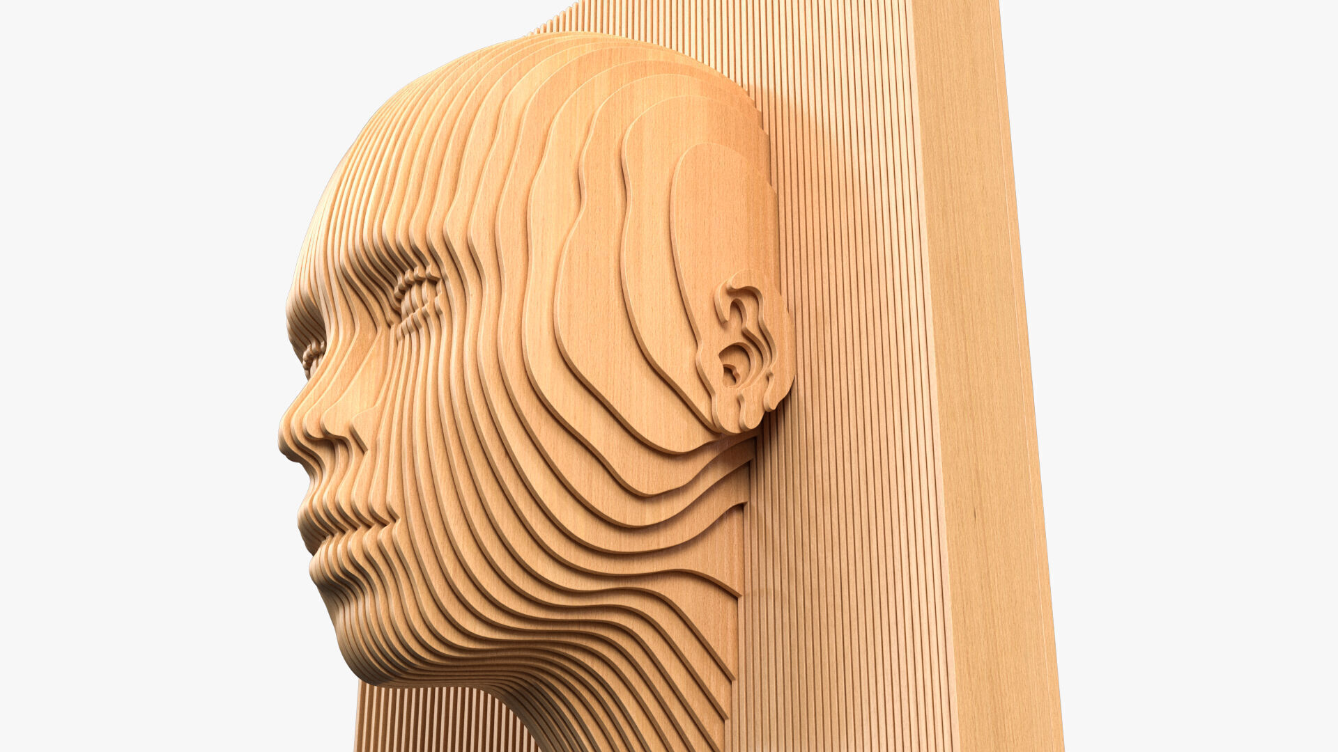 Parametric Wooden Head Set 3D model_2