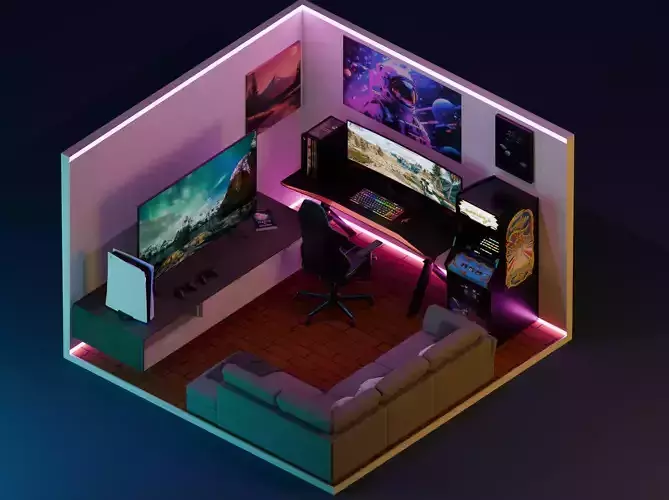 3 rooms 3D print model