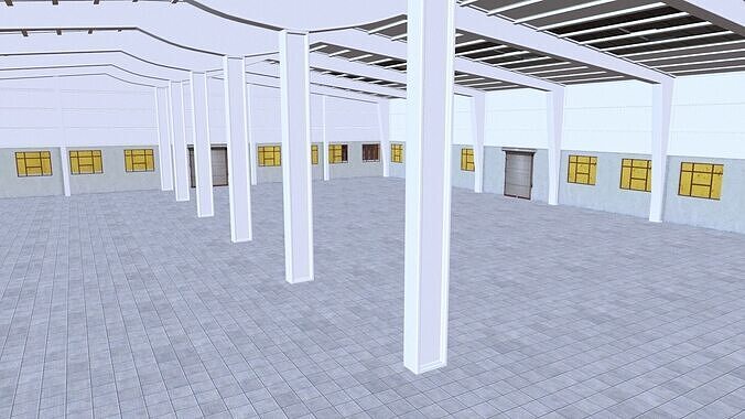 Warehouse Interior And Exterior Low-poly 3D model