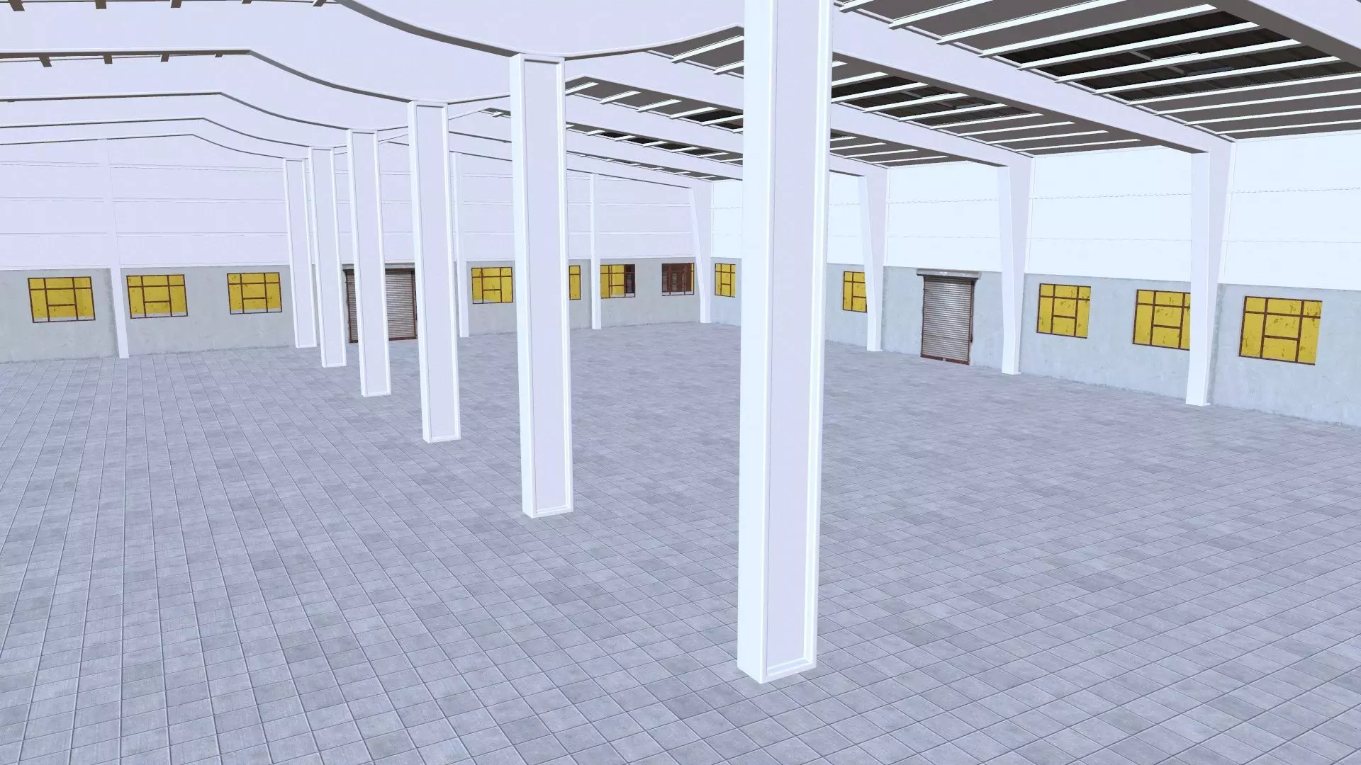 Warehouse Interior And Exterior Low-poly 3D model_0