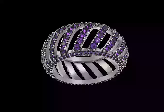 Cross Lined Diamond Ring