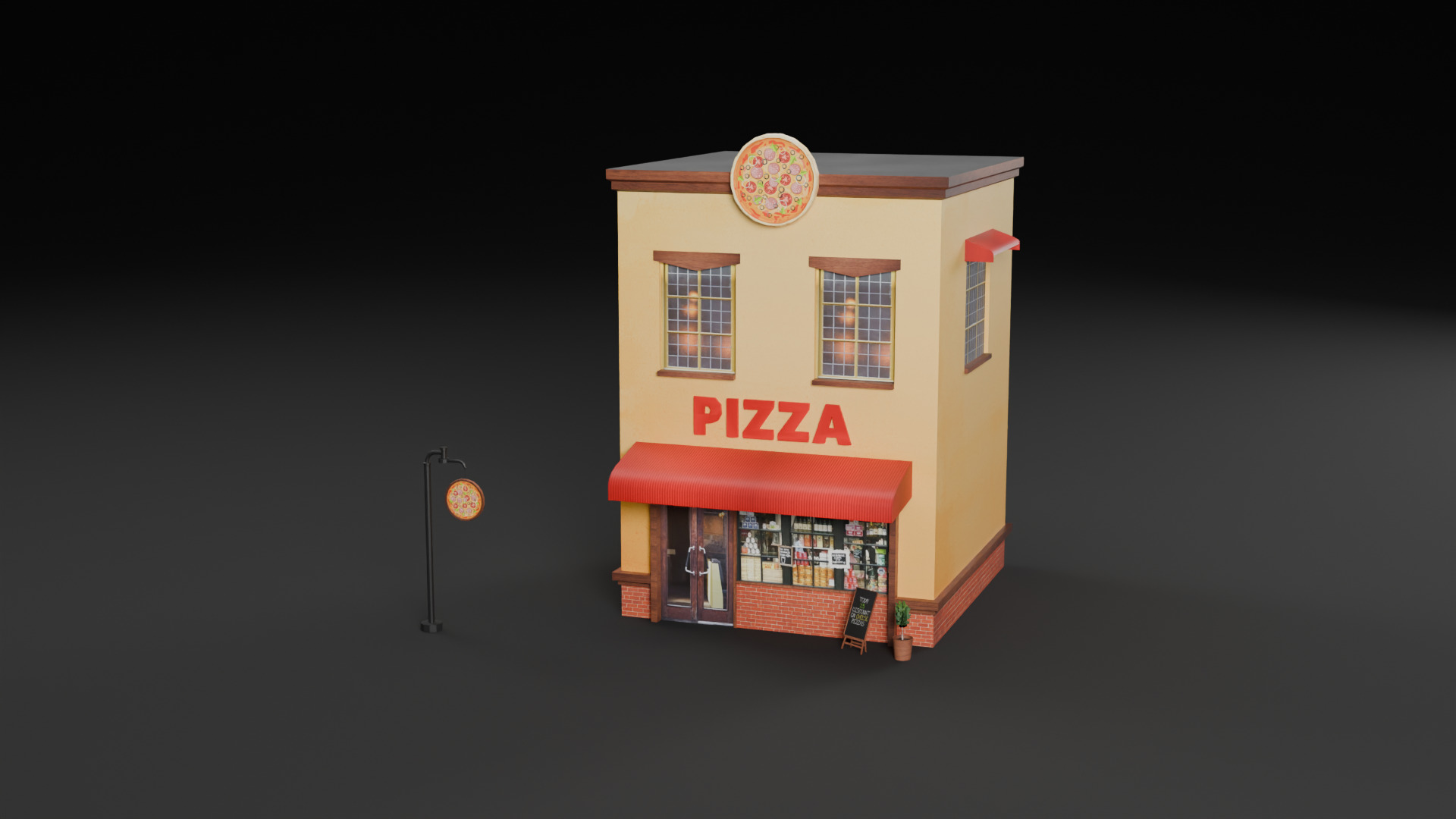 Cafe Fastfood Restaurant Pack  Low-poly 3D model_3