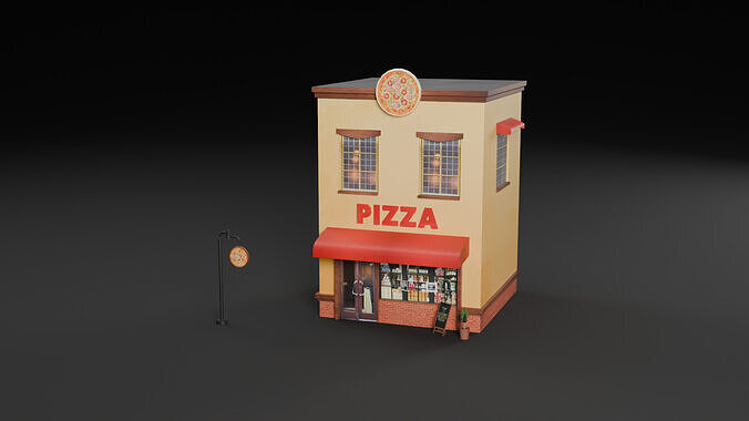 Cafe Fastfood Restaurant Pack  Low-poly 3D model 4