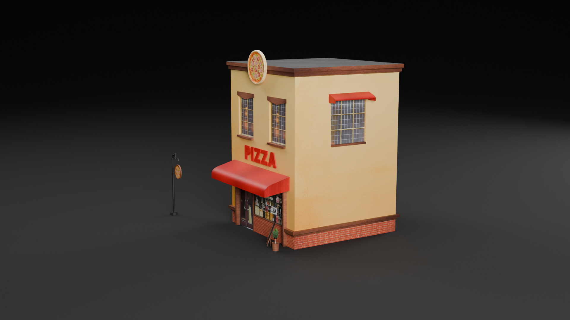 Cafe Fastfood Restaurant Pack  Low-poly 3D model_23
