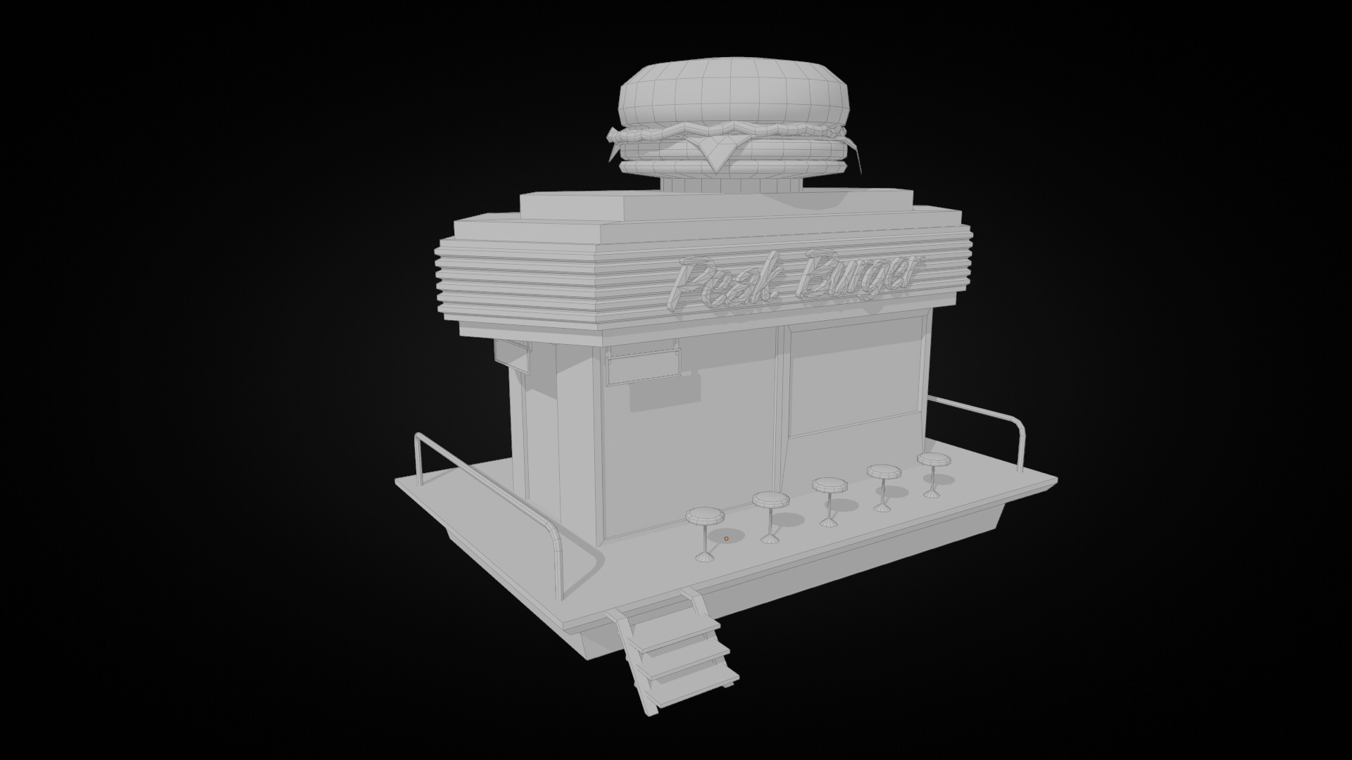 Cafe Fastfood Restaurant Pack  Low-poly 3D model_8