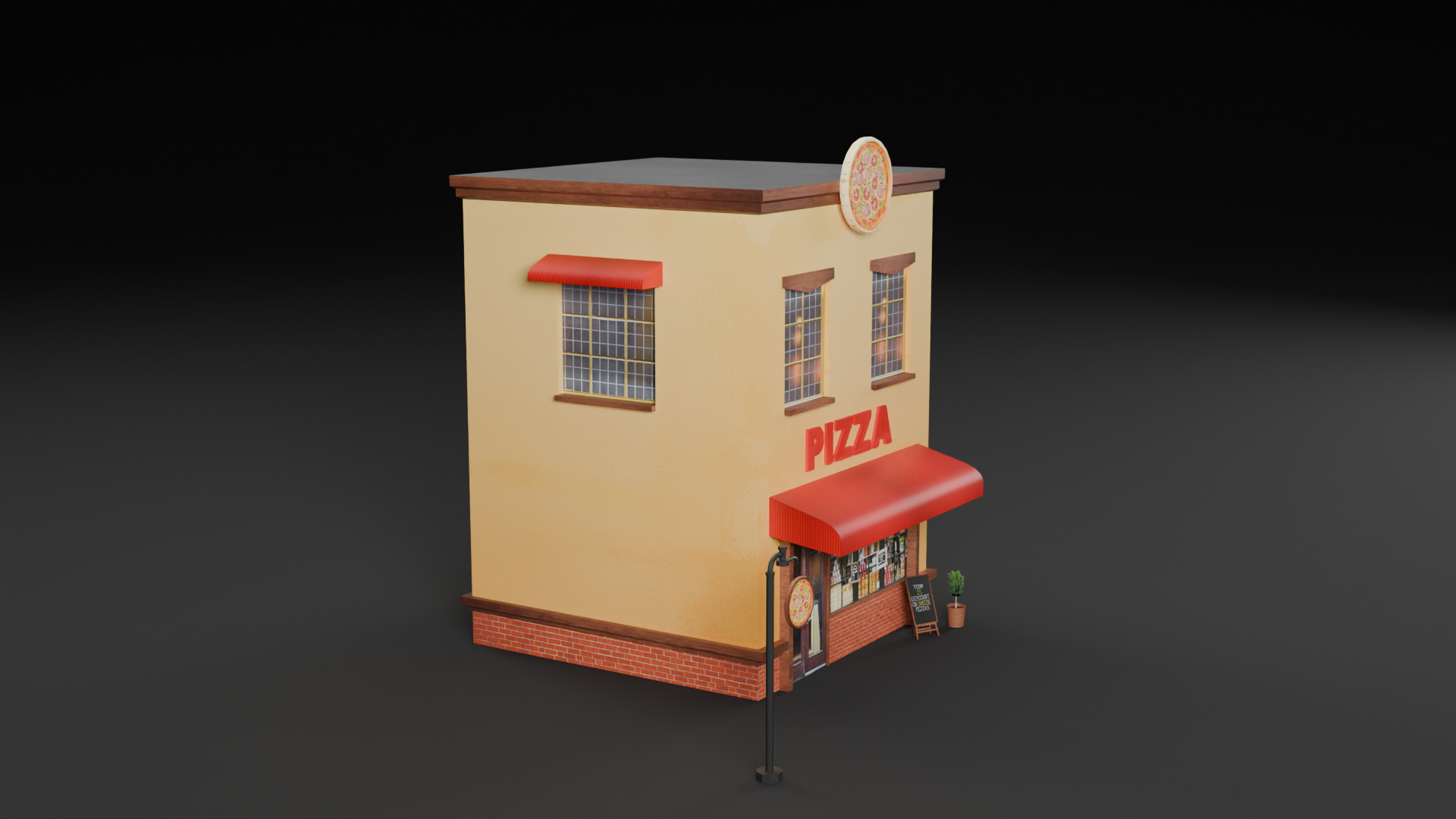 Cafe Fastfood Restaurant Pack  Low-poly 3D model_17