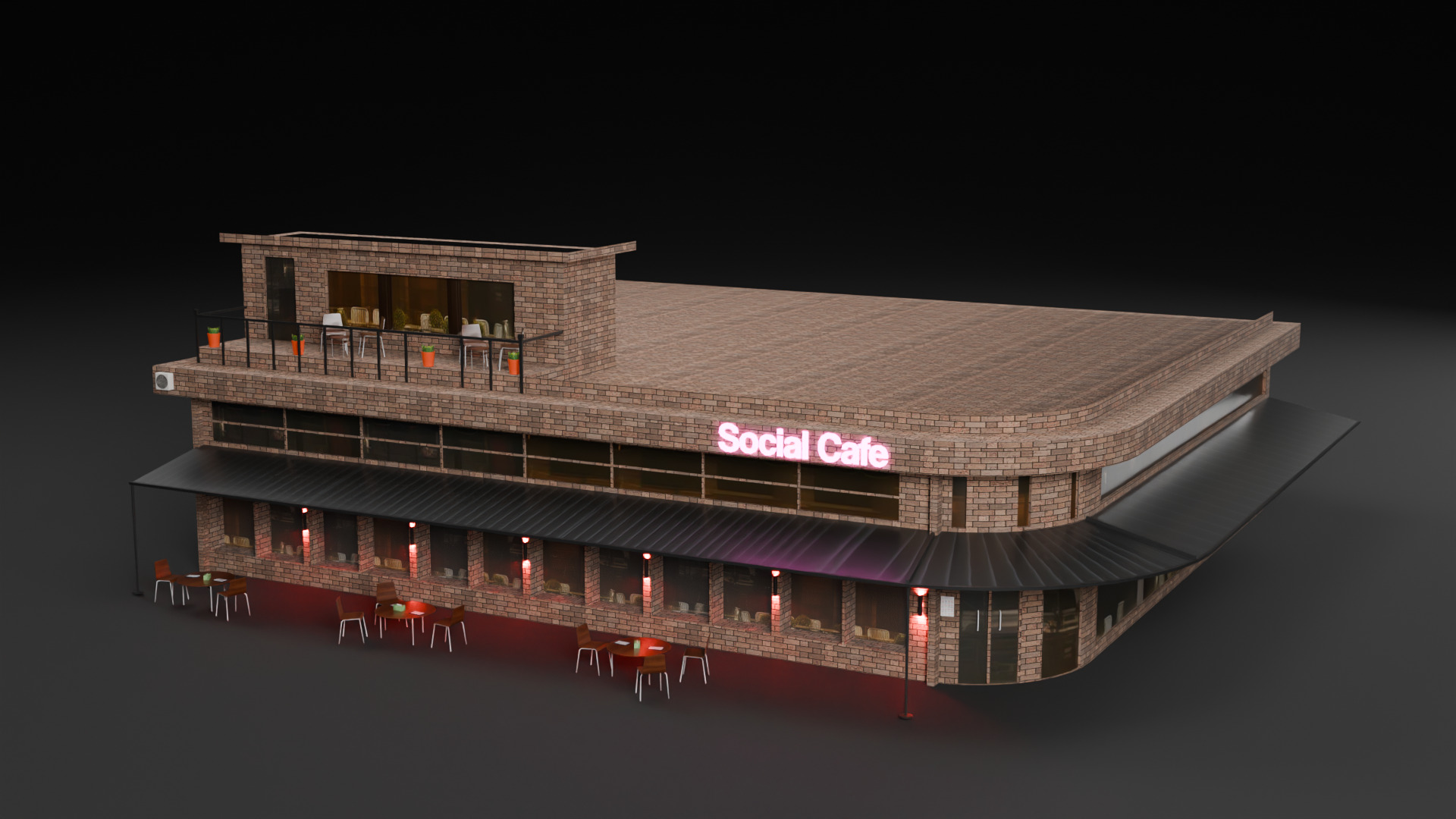 Cafe Fastfood Restaurant Pack  Low-poly 3D model_1