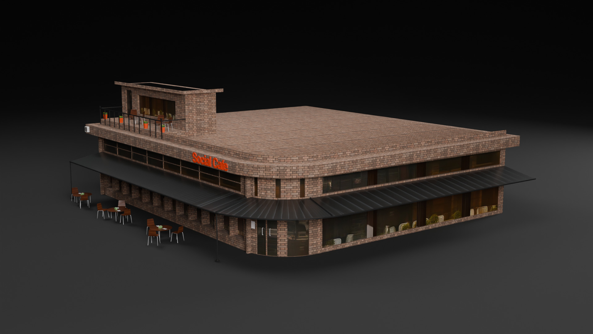 Cafe Fastfood Restaurant Pack  Low-poly 3D model_18