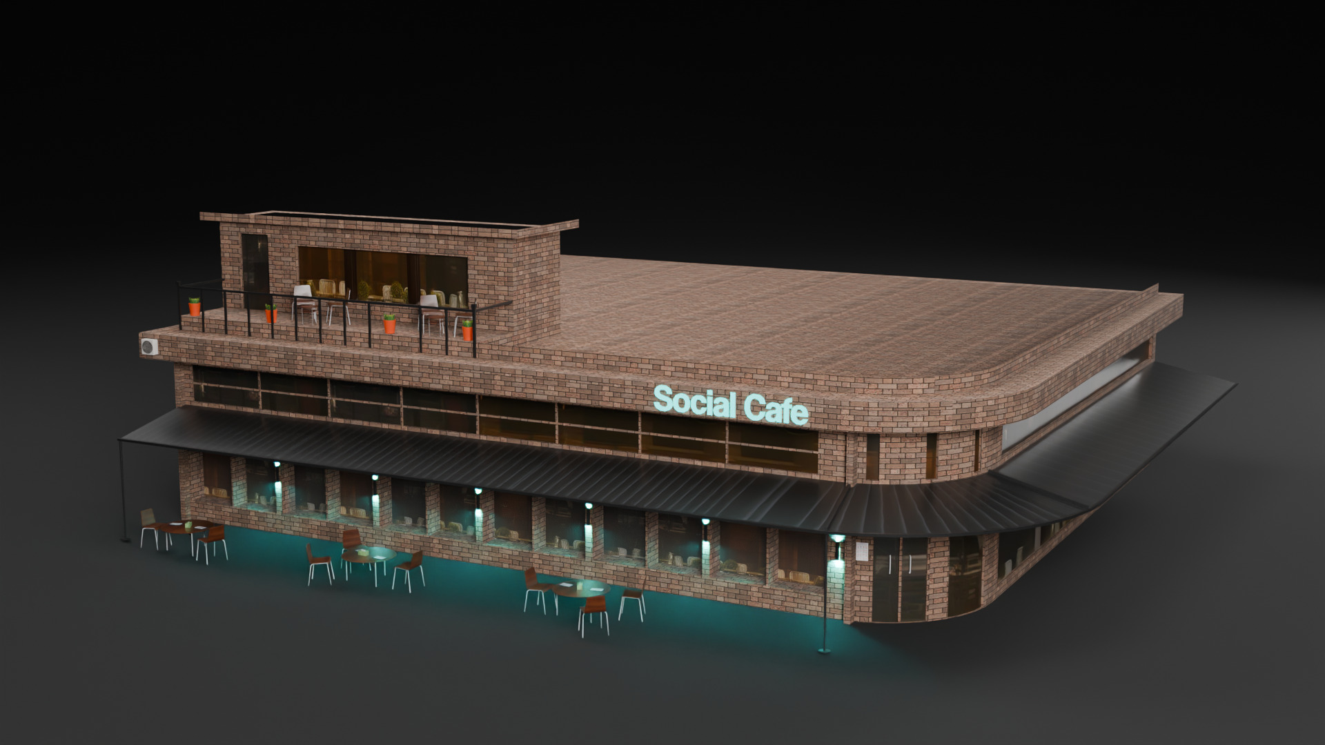 Cafe Fastfood Restaurant Pack  Low-poly 3D model_4